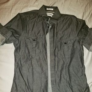 Express Men Gray Slim Fit Button Down Size S